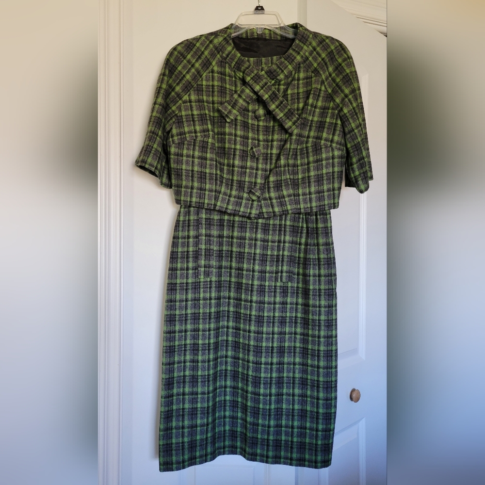 🌿Vintage 1960s Wool Plaid Dress
